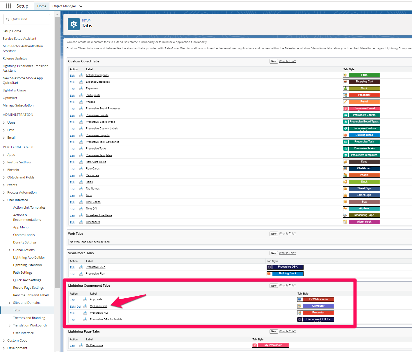 Removing My Precursive from Lightning Components Tabs