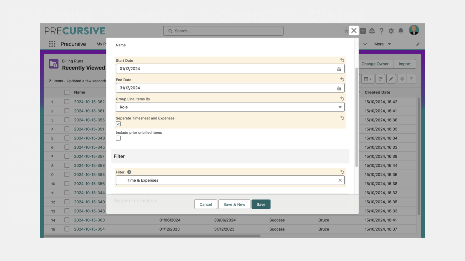 New Billing Run