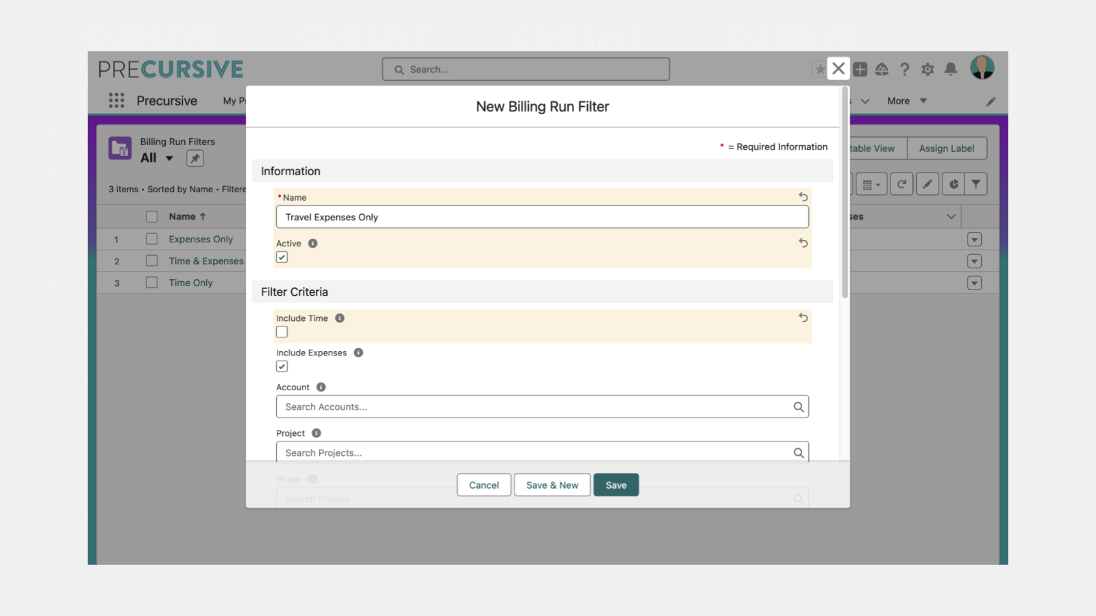 New Billing Run Filter