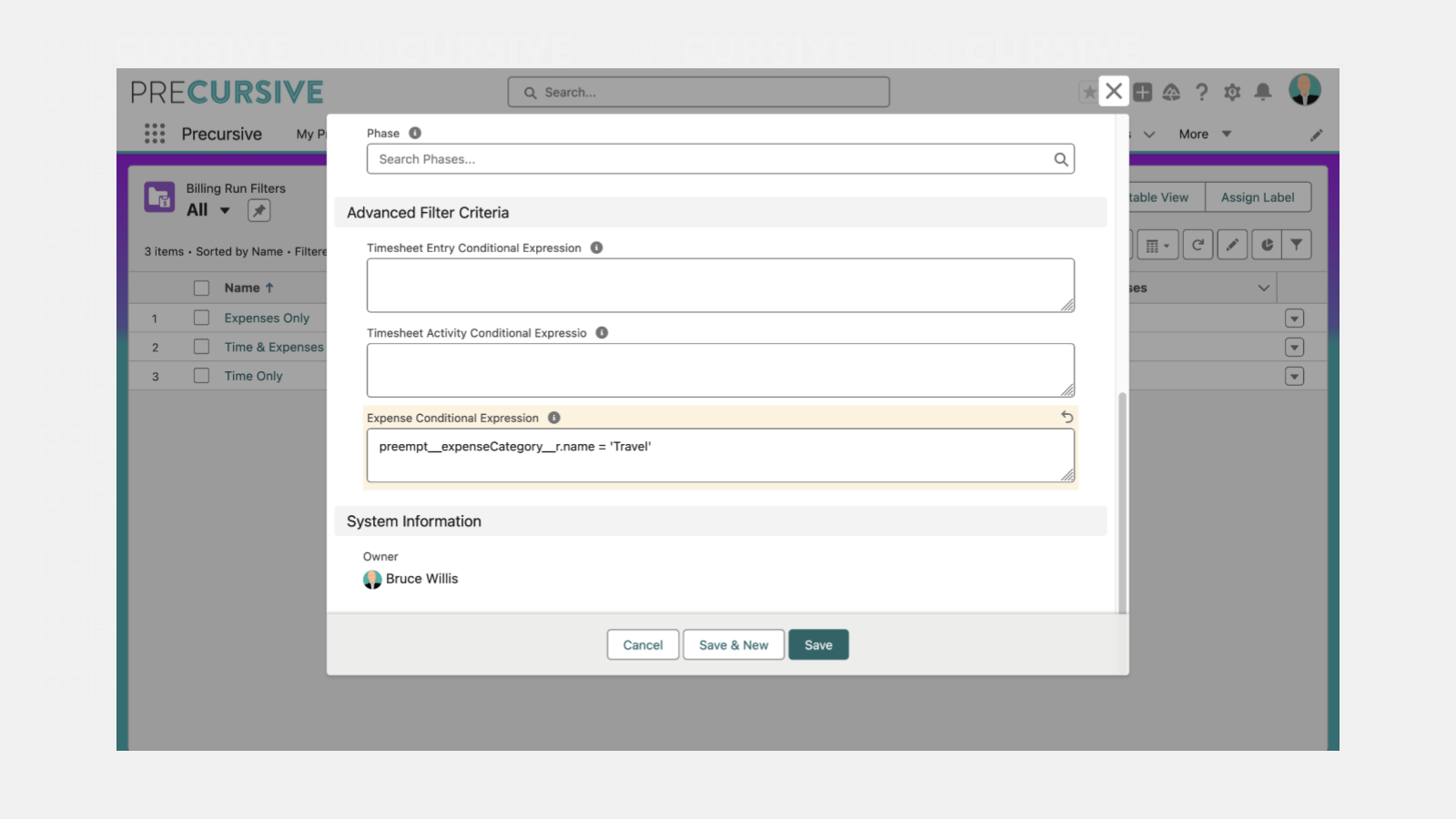 New Billing Run Filter - Advanced Filter Criteria