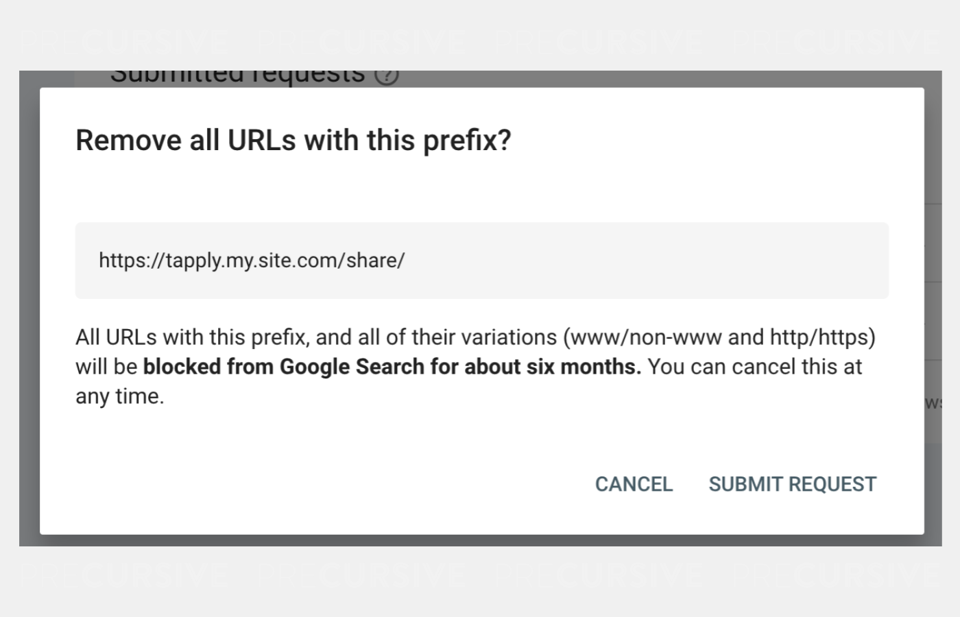 Confirm the URL prefix you want to remove